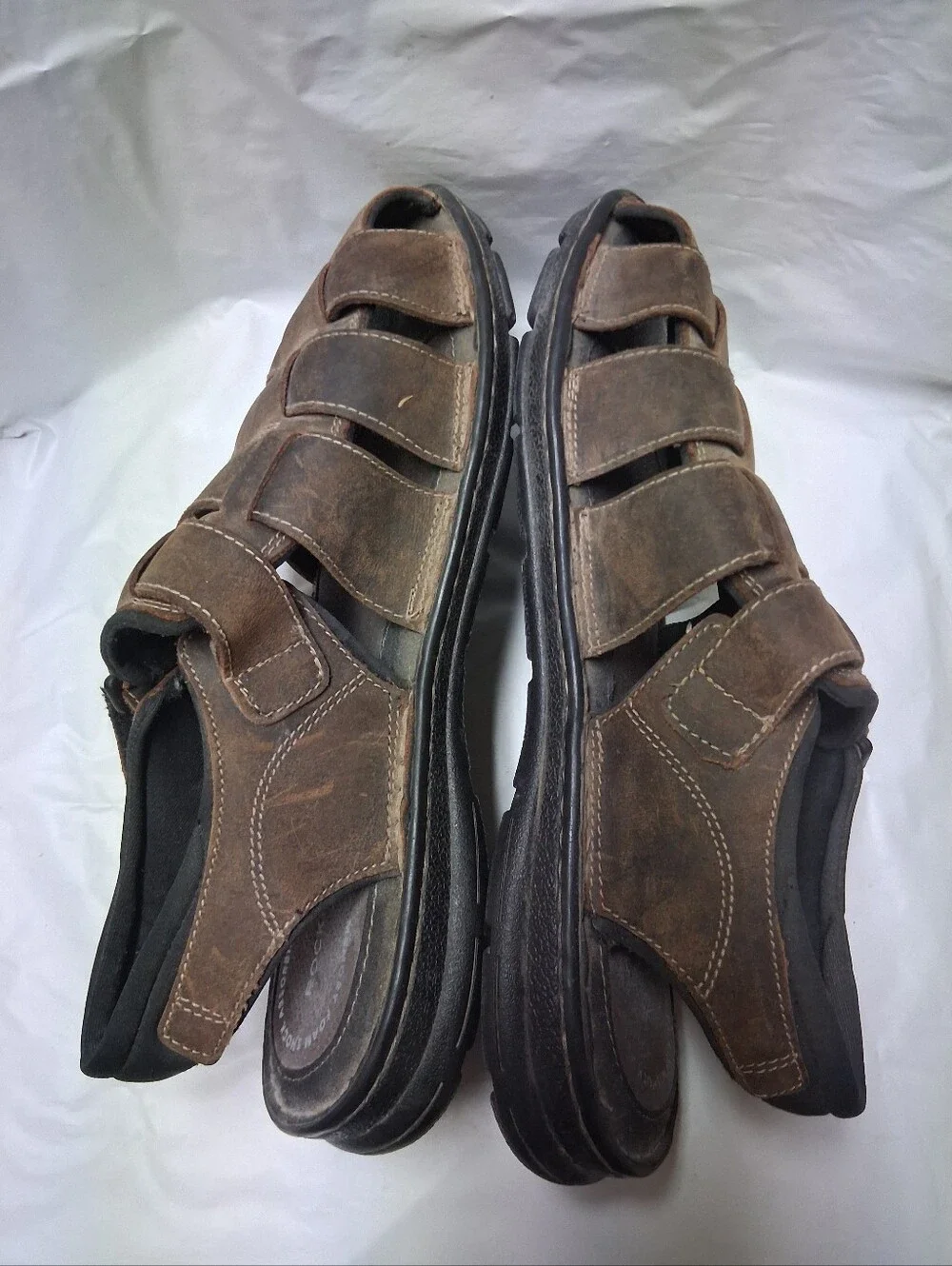 Rockport Brown Leather Fisherman-Style Men's Sandals Size 12 Preowned